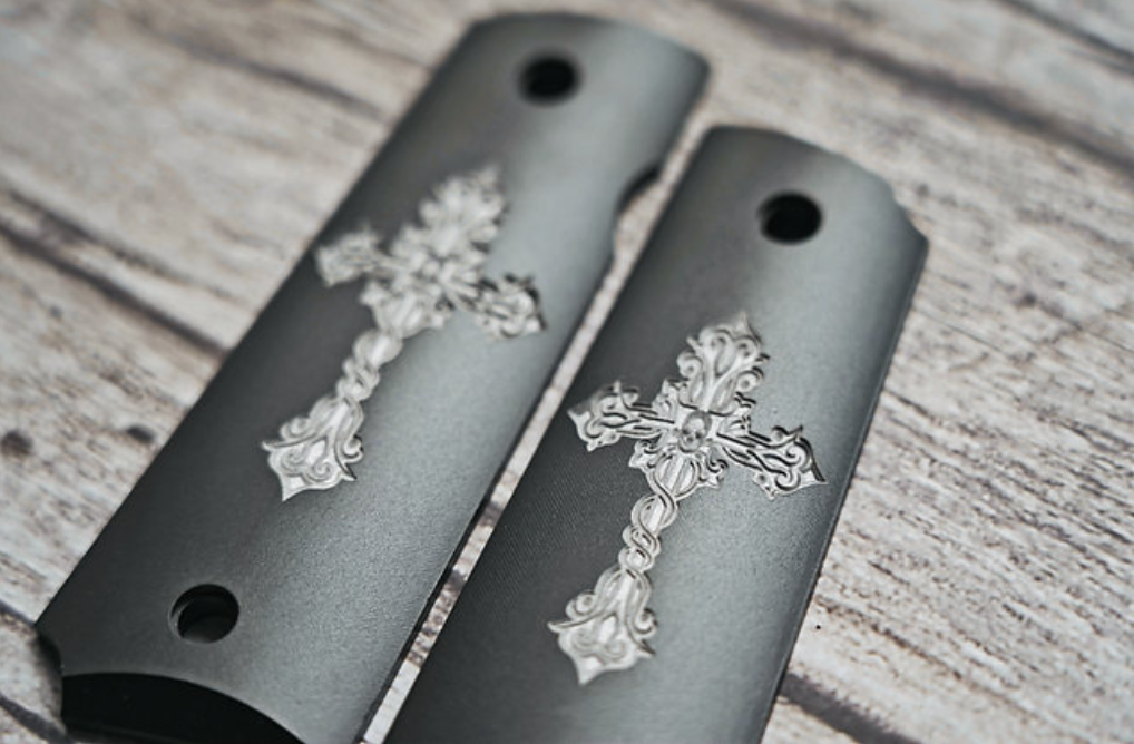 FCW 1911 クロススカル アルミ マットブラック グリップ