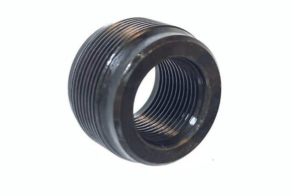 FCW ステンレススチール製 14mm 逆スクリュー - 23mm 正スクリューアダプターー (TM SAIGA-12 GBB) - ブラック