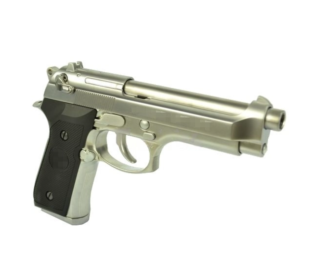 FCW x WE M92 全メタル(ぜんきんぞく)GBBピストル(フルマーキング付き)- 銀(ぎん)