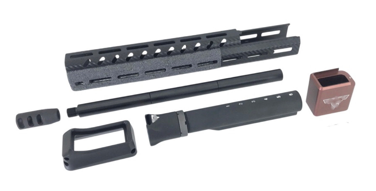 FCW x Taskforce MPX AEG/GBB TT JWカービンキット メタルスティップリングハンドガード(マーキング付き)銅製マガジンベース