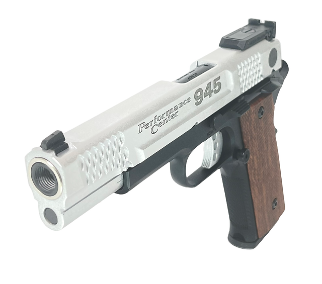 FCW x DOUBLE BELL パフォーマンスセンター M945 GBBピストル 銀(ぎん)GBBスライド、ブラックロワーツートン