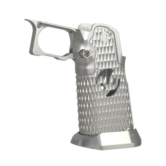 5KU CNC アルミグリップ Type.9 マルイ ハイキャパ GBB エアガン用 ( 5KU-GB-587 ) - 銀(ぎん)