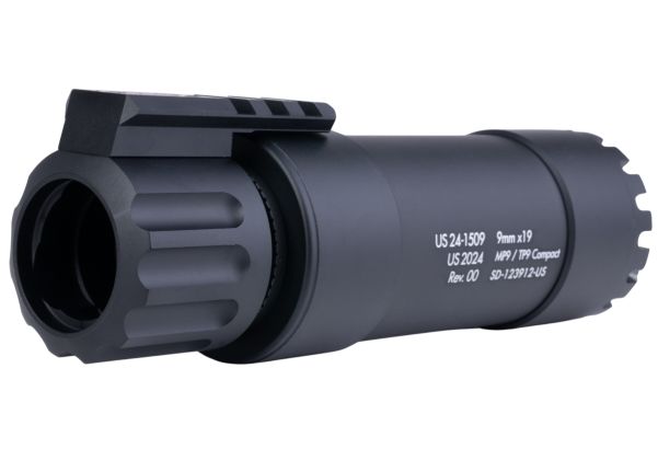 Angry Gun KWA MP9 / KSC TP9 コンパクサプレッサー - トレーサーバージョン (ブラック、AGトレーサーシステム搭載 - フレイムエフェクト)
