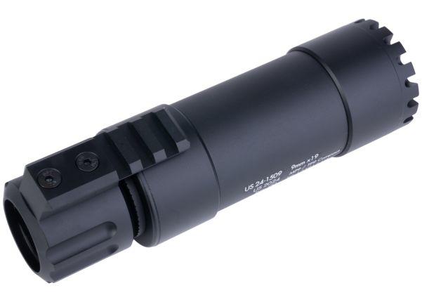 Angry Gun KWA MP9 / KSC TP9 コンパクサプレッサー - トレーサーバージョン (ブラック、AGトレーサーシステム搭載 - フレイムエフェクト)