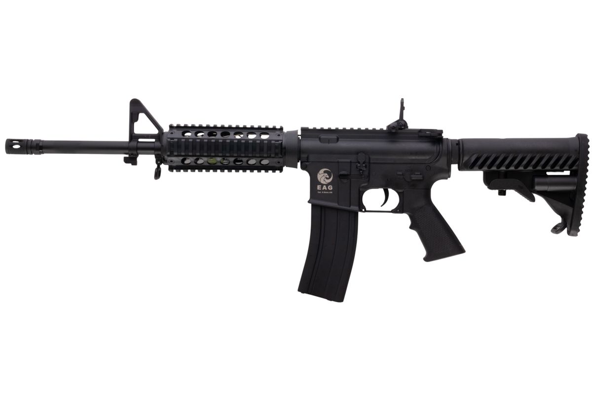 APS M4 CQB スタイル AEG エアソフト ライフル (EDGE II (機械の)メカボックスと MICRO FET を使用) - ブラック (4.5MMBBS)