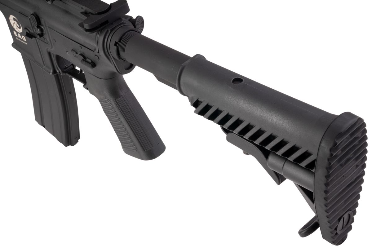 APS M4 CQB スタイル AEG エアソフト ライフル (EDGE II (機械の)メカボックスと MICRO FET を使用) - ブラック (4.5MMBBS)