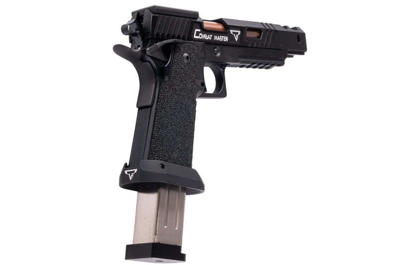 Army Armament JW3 TTI アルファ GBB エアソフト ピストル (CNC GBBスライド) ハンドメイド スティップリング グリップ付き - ブラック
