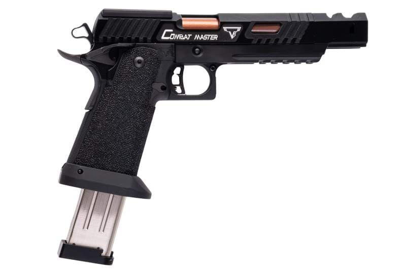 Army Armament JW3 TTI アルファ GBB エアソフト ピストル (CNC GBBスライド) ハンドメイド スティップリング グリップ付き - ブラック