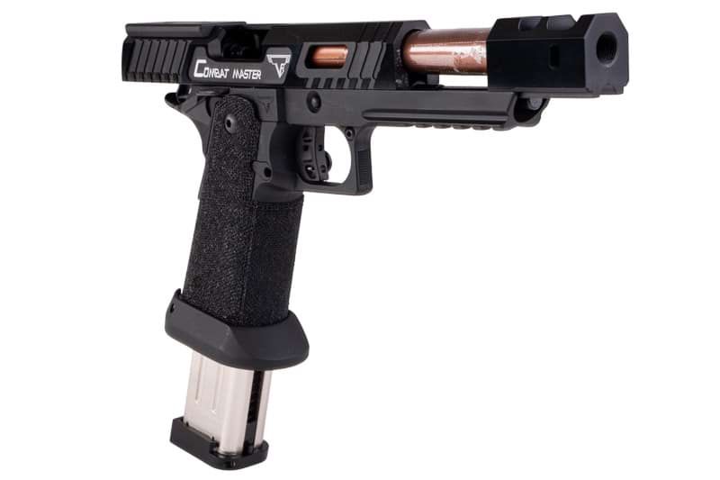Army Armament JW3 TTI アルファ GBB エアソフト ピストル (CNC GBBスライド) ハンドメイド スティップリング グリップ付き - ブラック