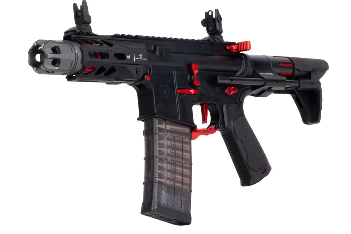 EMG STRIKE INDUSTRIES AR ストライク レイダー ショート バレル GBB M4 ライフル (CYMA CGS システム) - 4 インチ BK / RD