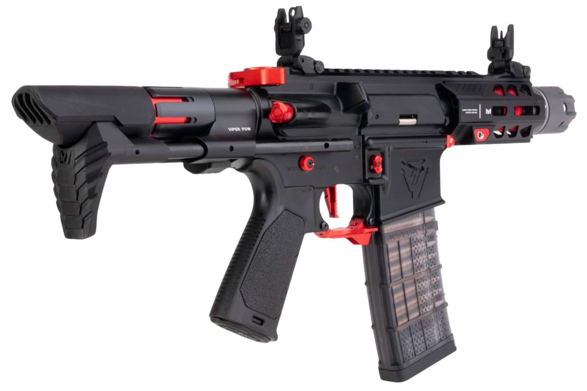 EMG STRIKE INDUSTRIES AR ストライク レイダー ショート バレル GBB M4 ライフル (CYMA CGS システム) - 4 インチ BK / RD
