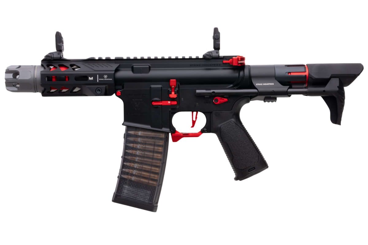 EMG STRIKE INDUSTRIES AR ストライク レイダー ショート バレル GBB M4 ライフル (CYMA CGS システム) - 4 インチ BK / RD