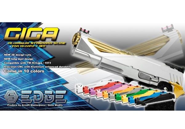 EDGE Tokyo Marui HI-CAPA 5.1 GBB エアソフト GBBスライド (カスタム「GIGA」、アルミニウム / アルミ) - 金(きん)