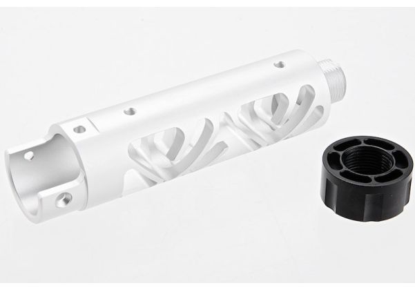 Narcos Airsoft Action Army AAP01 フロントバレルキット (タイプ6) (CNCアルミニウム / アルミ 6061) - 銀(ぎん)