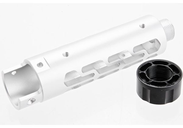 Narcos Airsoft Action Army AAP01 フロントバレルキット (タイプ7) (CNCアルミニウム / アルミ 6061) - 銀(ぎん)