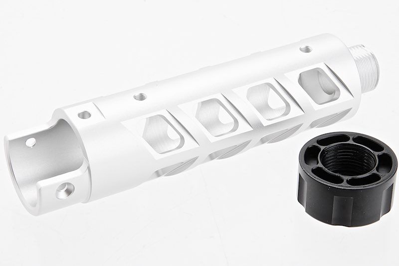 Narcos Airsoft Action Army AAP01 フロントバレルキット (タイプ8) (CNCアルミニウム / アルミ 6061) - 銀(ぎん)