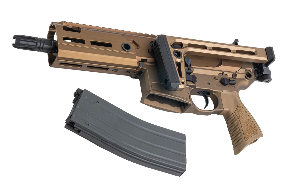 Salvo Precision MWS MCX Rattler .300BLK GBB エアソフトガン - 5.5インチ (G104-2A、マーキングなし) - ダークアース