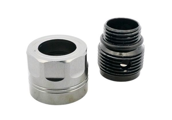 Dr. Black ス赤アダプターー タイプA (グレー、アルミニウム / アルミ) - 11mm CW から 14mm CCW