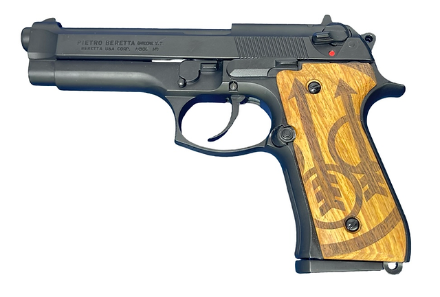 FCW M9 / M92F 木製グリップ(ベレッタロゴ付き)- Beretta Sword Logo