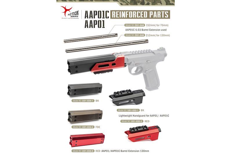 ACTION ARMY AAP01 / AAP01C GBB 軽量ハンドガードレイル - ブラック-AIRSOFT GOGO エアガン・サバゲー用品通販
