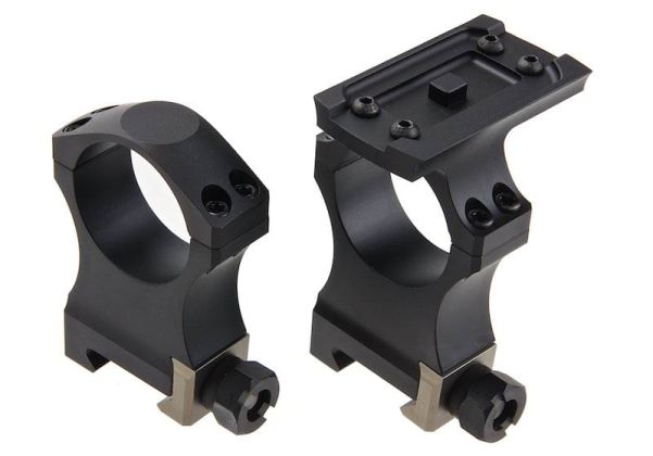 Airsoft Artisan NFスタイル 30mmスコープマウント(T1スコープリングインターフェース付き)(CNCアルミニウム / アルミ、ブラック)-AIRSOFT GOGO エアガン・サバゲー用品通販