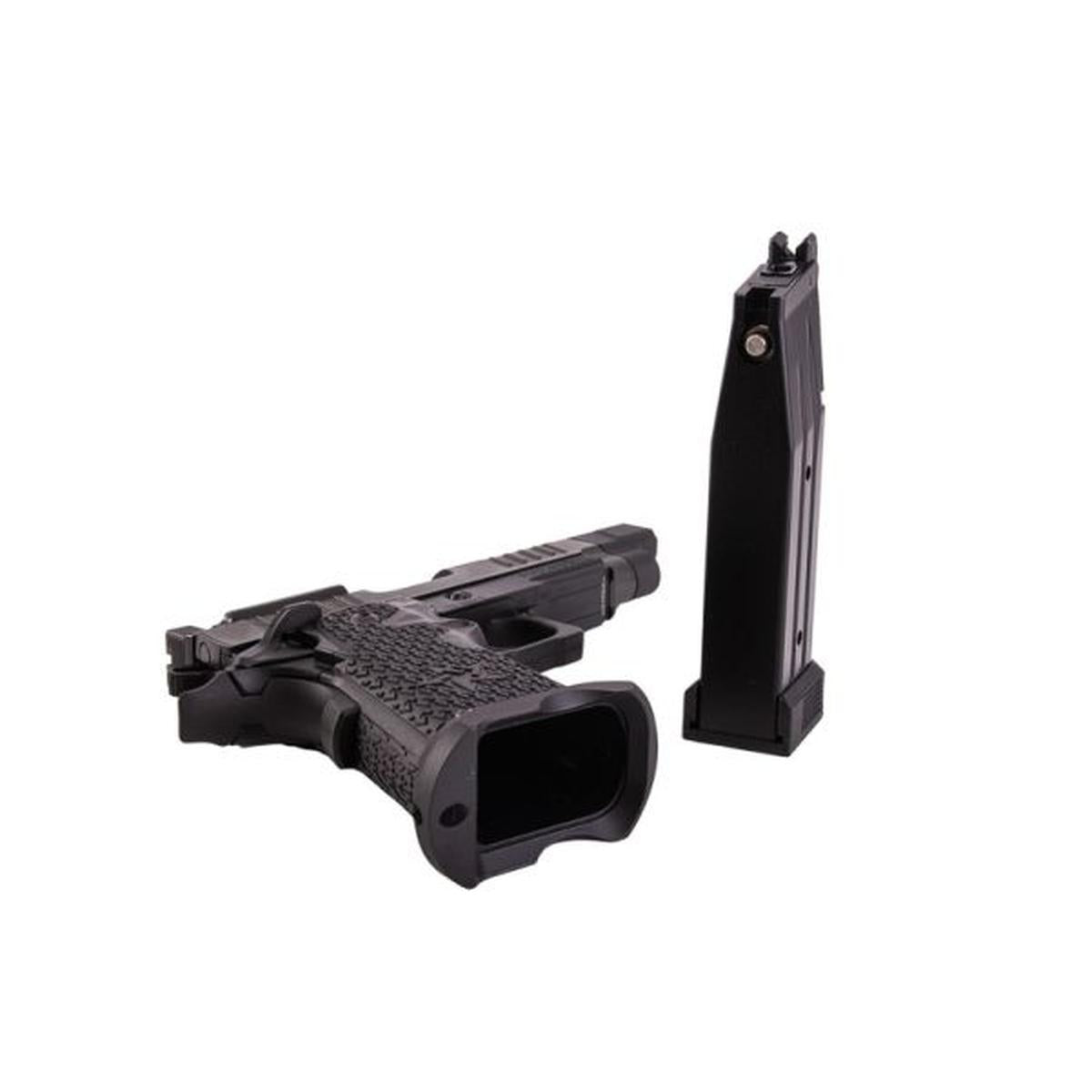 ARMY ARMAMENT スタッカート C2 2011 コンペンセイター付き ガス エアソフト ピストル - ブラック (R612-4)-AIRSOFT GOGO エアガン・サバゲー用品通販