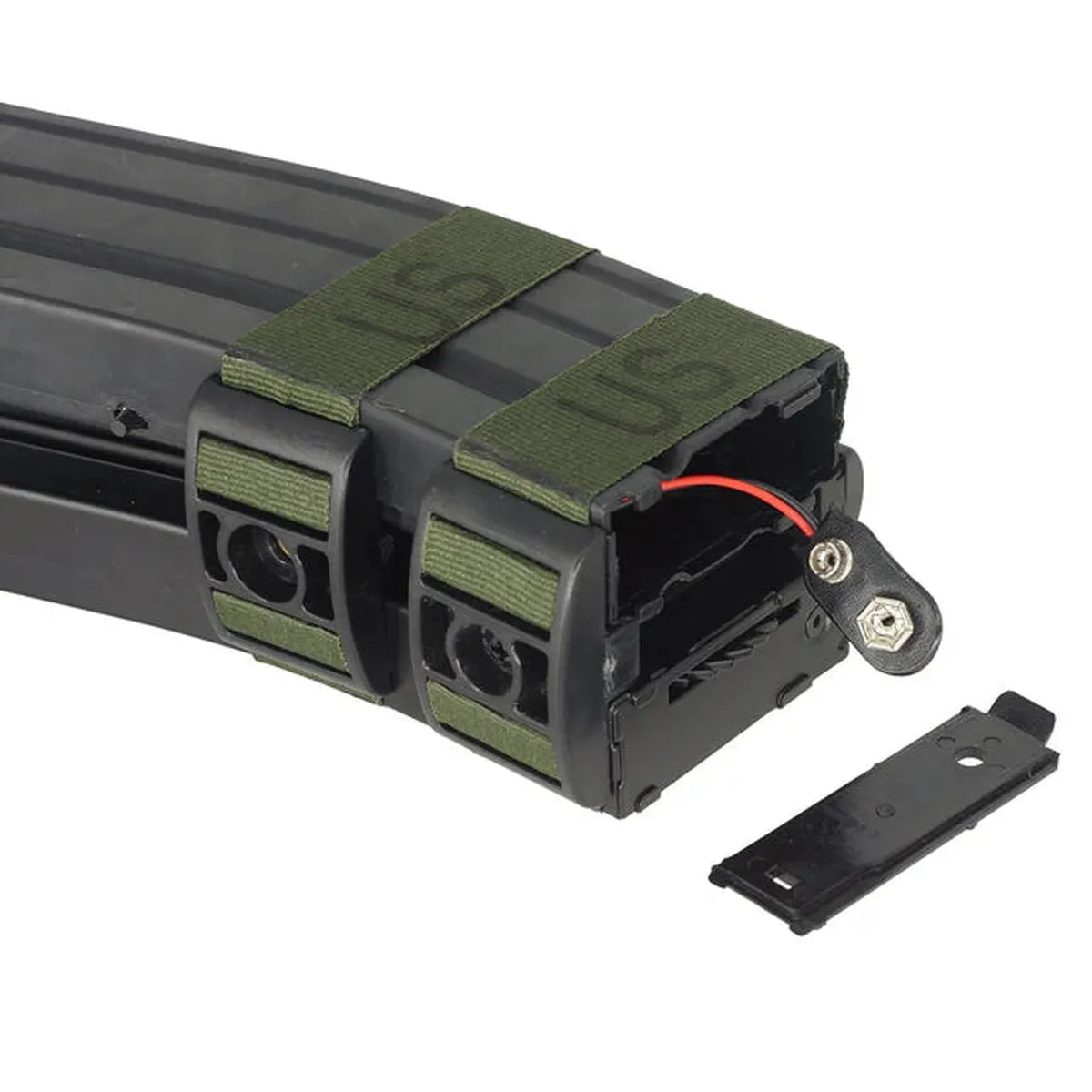 Battleaxe 1200 ラウンド 電動デュアルマガジン AR / M4 AEG 用 (BX-698-6A-9V) - ブラック-AIRSOFT GOGO エアガン・サバゲー用品通販
