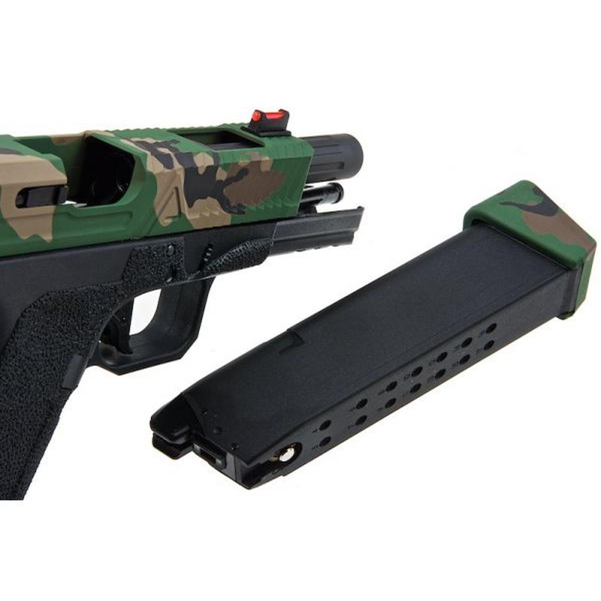 RWA AGENCY ARMS EXA グリーン ガス エアソフト ピストル - セラコート ウッドランド-AIRSOFT GOGO エアガン・サバゲー用品通販