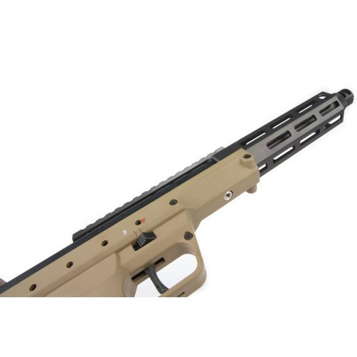 SILVERBACK SRS A2 / M2 エアソフト スナイパー ライフル (コバート、16 インチ バレル) デザート テックライセンス - FDE (左手用)-AIRSOFT GOGO エアガン・サバゲー用品通販