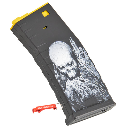 電動ガンM4 / M16 / UARシリーズ用 APS 300連ハイキャパマガジン (死神ロゴ, イェロー)