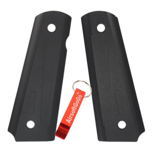 Marui 1911 & Army R27/R28/R29 Gas Blowback Aluminum Grip Cover (Black) Type 2