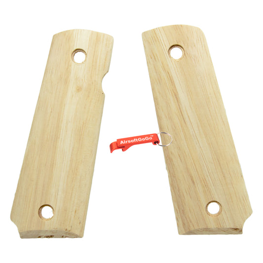 Raw wood grip cover for Marui 1911 gas blowback gun