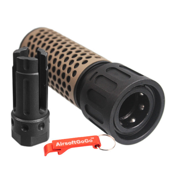 Army Force製フラッシュハイダー・5インチQDC14mm逆ネジサプレッサー(タン)
