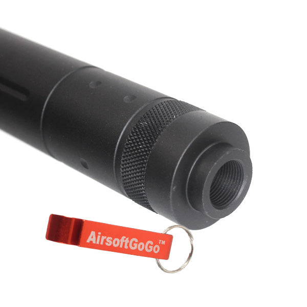 "US GOVT" type D30 X 190mm (diameter x total length) 14mm reverse thread outer barrel compatible suppressor
