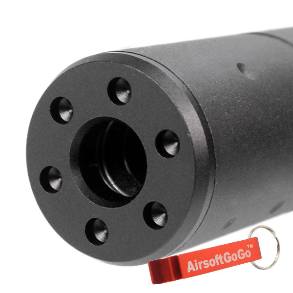 "DELTA FORCE" type D30 X 190mm (diameter x total length) 14mm reverse thread outer barrel compatible suppressor for electric gun gas blowback rifle