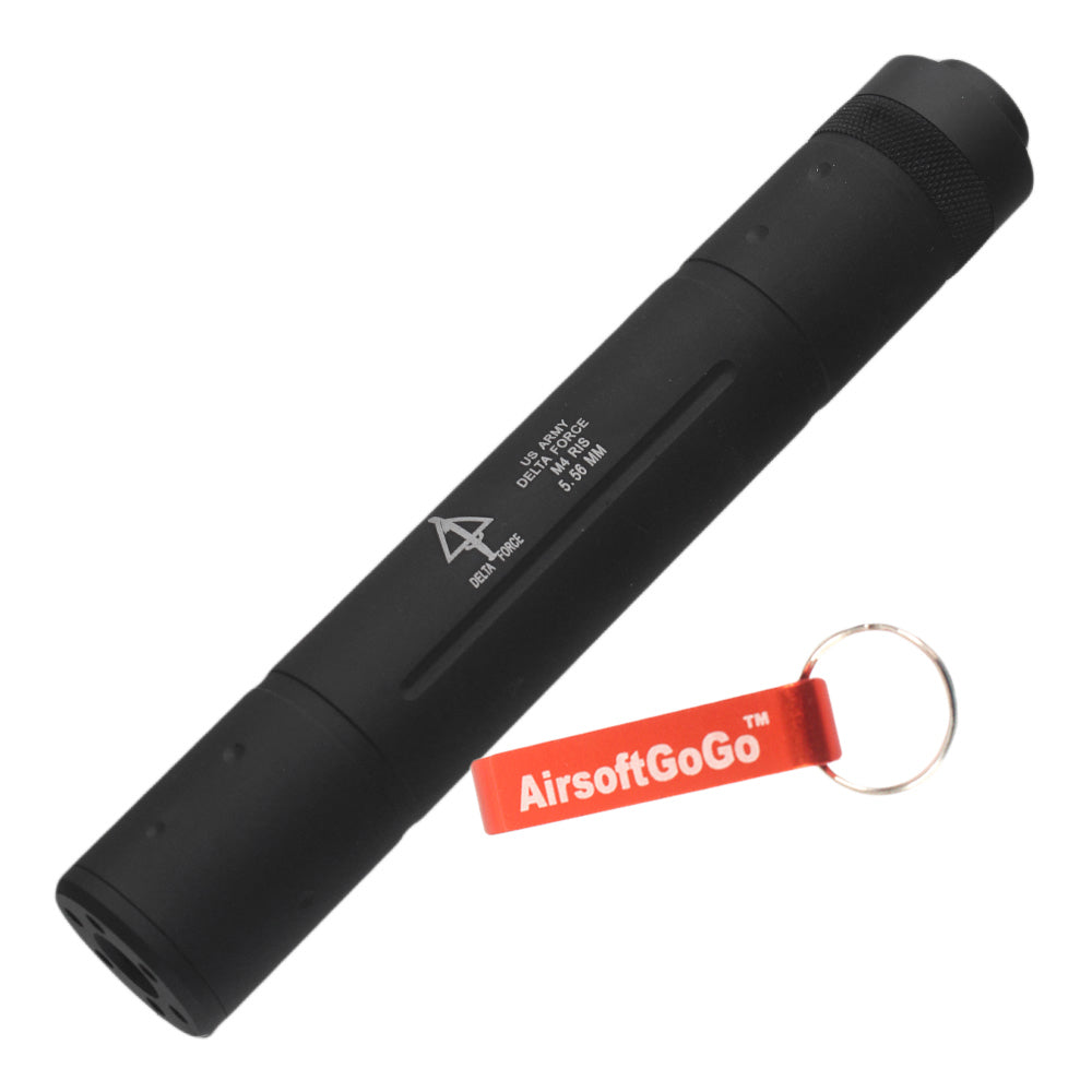 "DELTA FORCE" type D30 X 190mm (diameter x total length) 14mm reverse thread outer barrel compatible suppressor for electric gun gas blowback rifle
