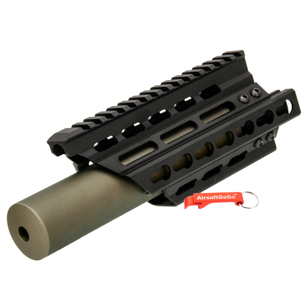 Battleaxe製 マルイ / CYMA電動ガン P90用 キーモッド レールハンドガード (14mm正逆ネジ対応サプレッサー付 )
