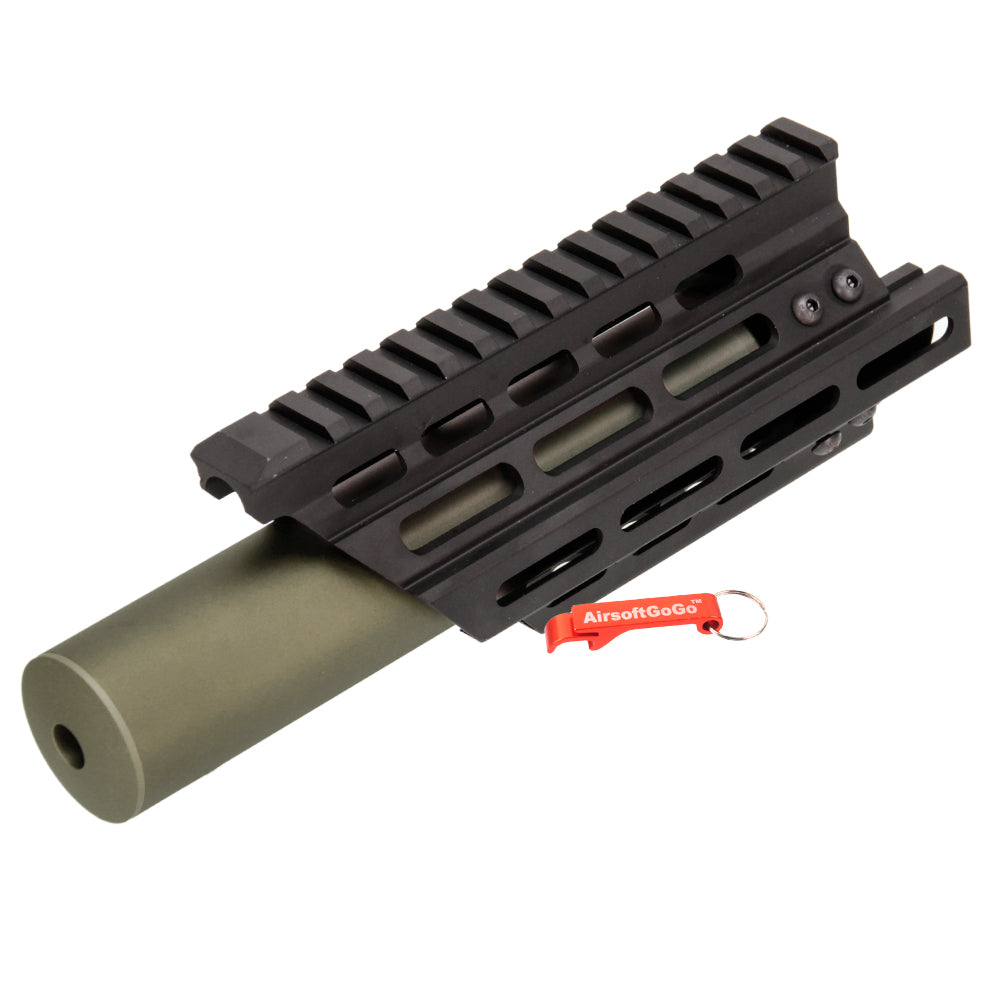 Battleaxe製 マルイ / CYMA電動ガン P90用 M-Lok & キーモッド レールハンドガード (14mm正逆ネジ対応サプレッサー付 )