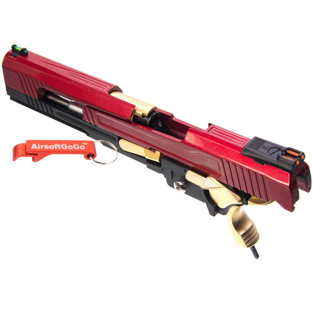 WE/Marui High Capa 5.1, 4.3 compatible ARMORER WORKS IPSC slide set (red + black + gold)