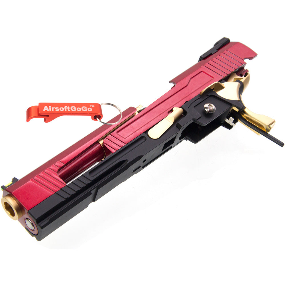 WE/Marui High Capa 5.1, 4.3 compatible ARMORER WORKS IPSC slide set (red + black + gold)