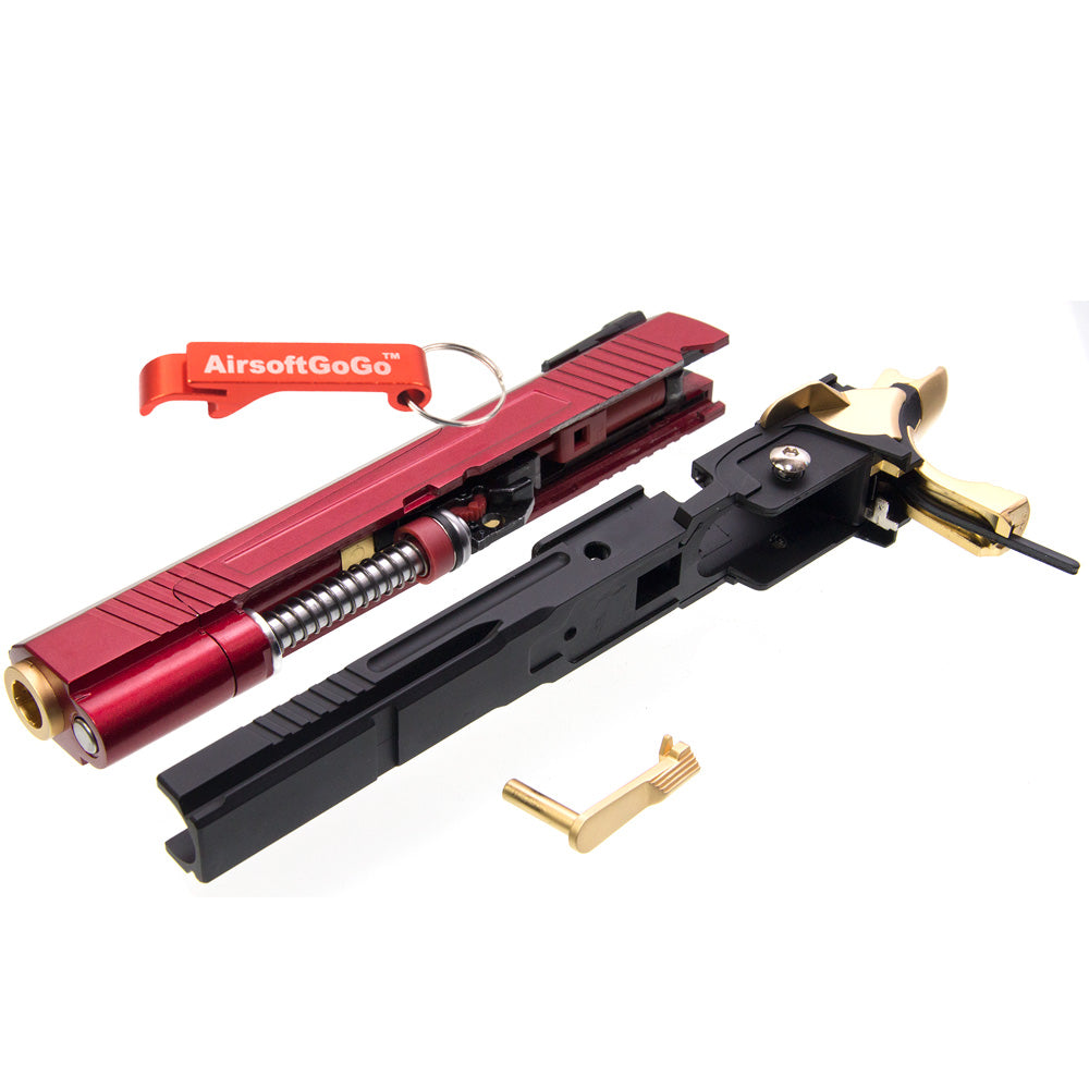 WE/Marui High Capa 5.1, 4.3 compatible ARMORER WORKS IPSC slide set (red + black + gold)