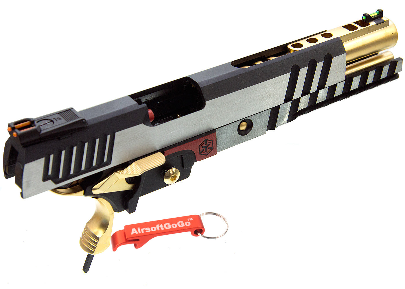WE/マルイハイキャパ5.1, 4.3対応ARMORER WORKS製IPSCスライドセット (シルバー+ブラック+ゴールド)