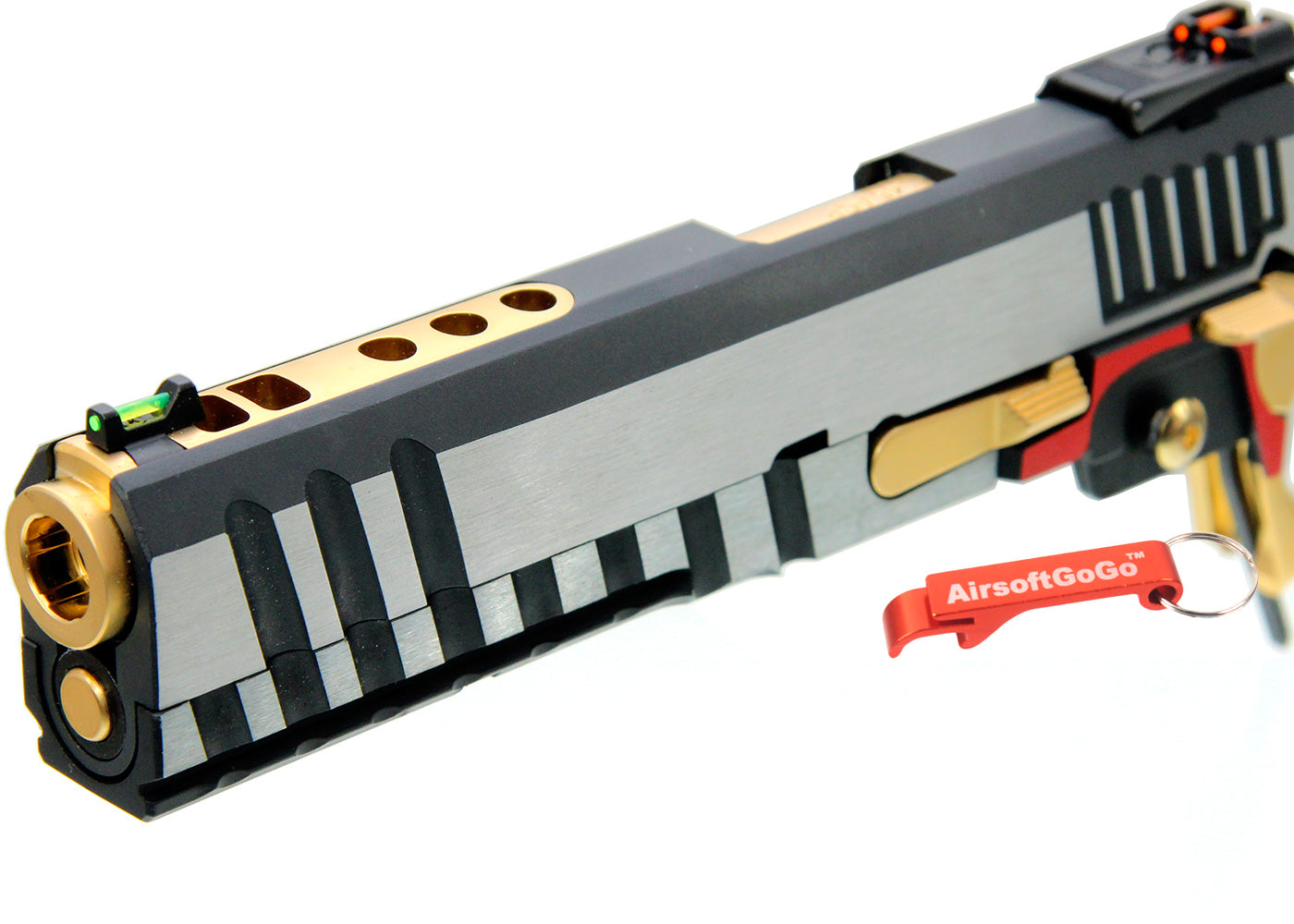 WE/マルイハイキャパ5.1, 4.3対応ARMORER WORKS製IPSCスライドセット (シルバー+ブラック+ゴールド)