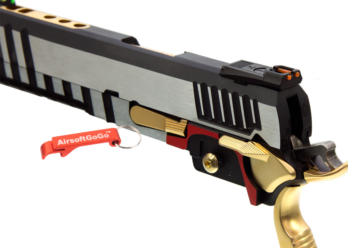 WE/マルイハイキャパ5.1, 4.3対応ARMORER WORKS製IPSCスライドセット (シルバー+ブラック+ゴールド)