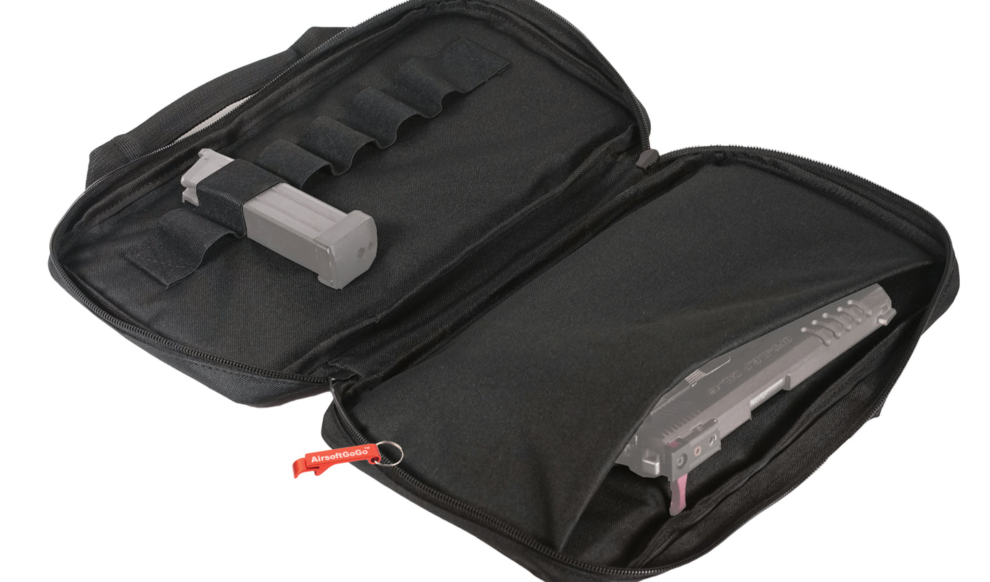 Tactical handgun bag/soft gun case with 6 magazine pockets (medium size bag, black color)