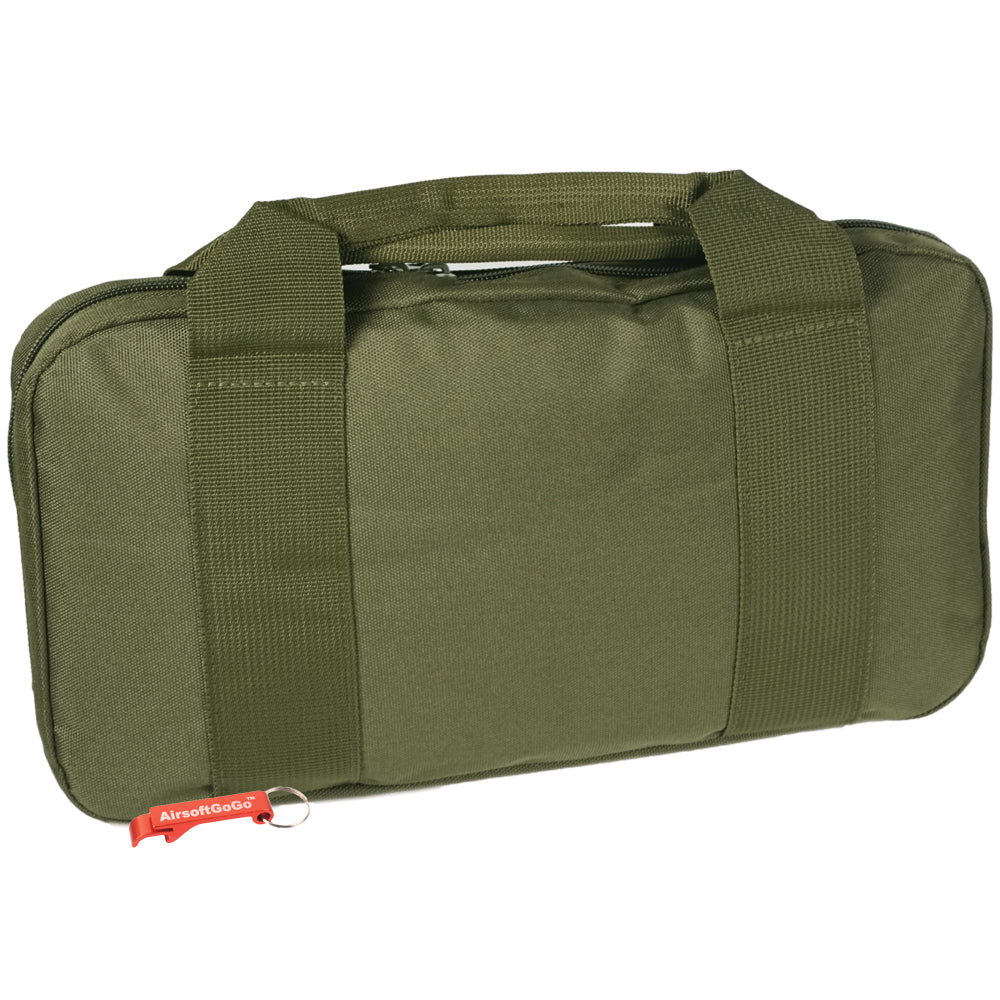 Tactical handgun bag/soft gun case with 6 magazine pockets (medium size bag, green color)