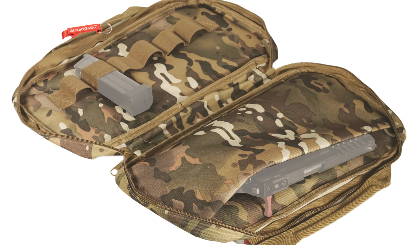 Tactical handgun bag/soft gun case with 6 magazine pockets (medium bag, multicam)