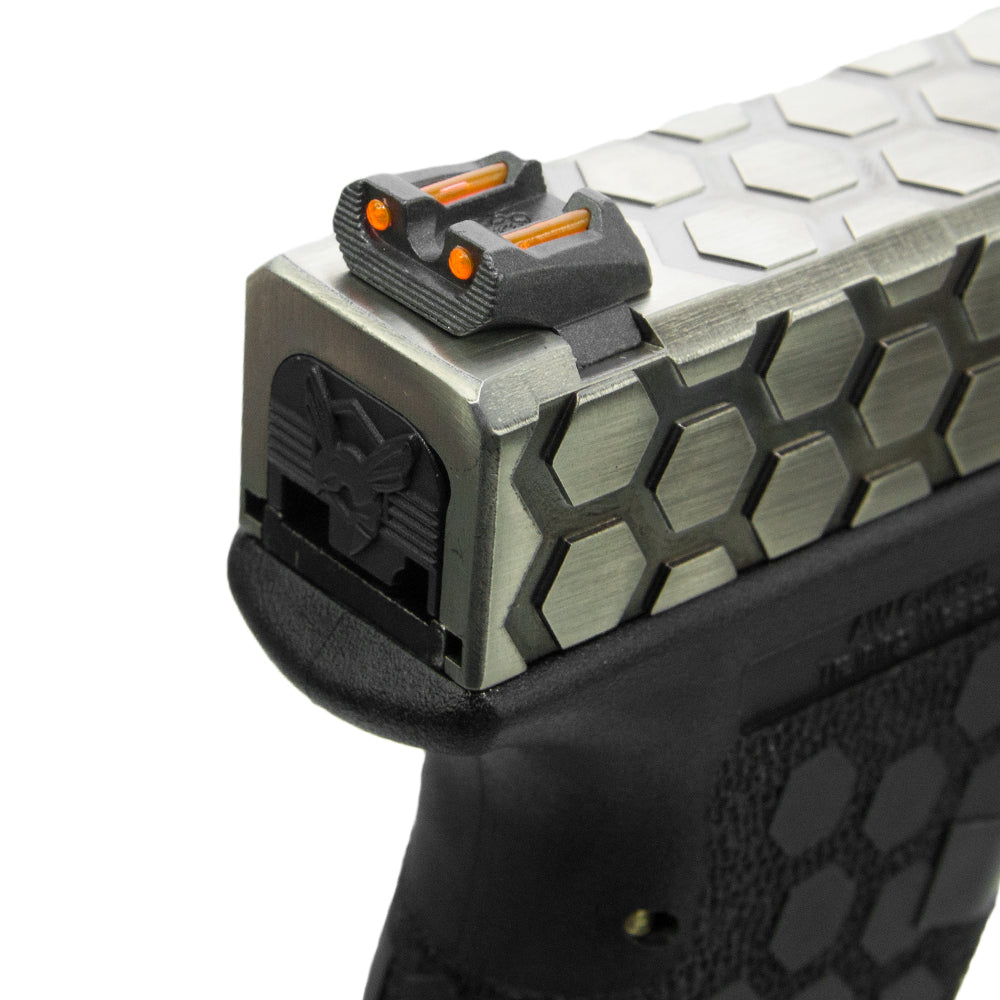 AW CUSTOMのカスタム HEXカット G17 GBB ガスブローバック(2TONE シルバー, ブラック)