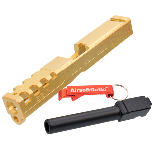 Custom slide S type for Marui G17 gas blowback (gold/black barrel)