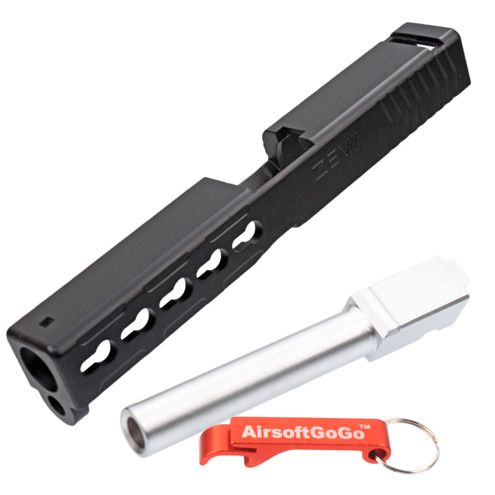 Custom slide S type for Marui G17 gas blowback (black/silver barrel)